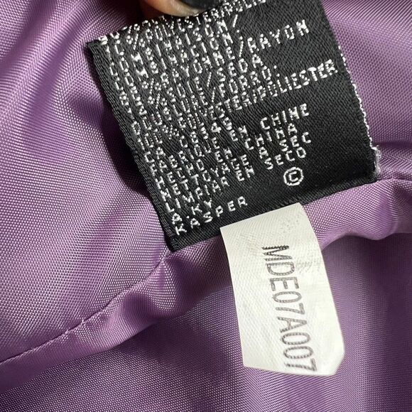 Albert Nipon Pockets Purple Tweed And Velvet 2pc Skirt Suit Set Womens Size 6P - Picture 15 of 16